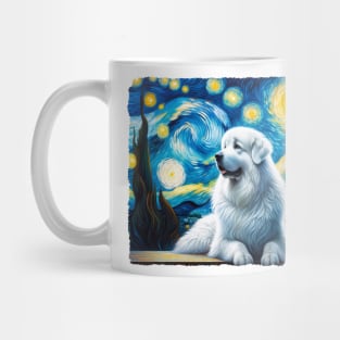 Starry Great Pyrenees Dog Portrait - Pet Portrait Mug